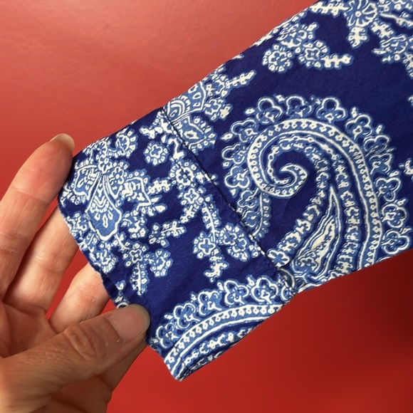 EUC J. Crew blue Paisley cotton blouse. - Picture 5 of 16